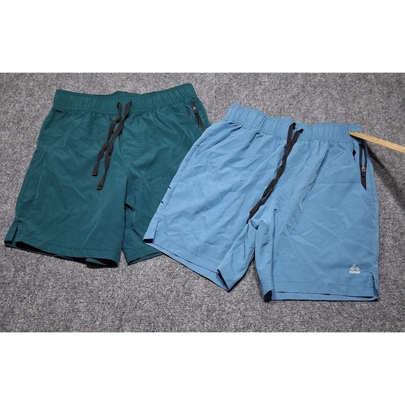 RBX Youth Peacock Blue & Green  Black Zip Pocket Stretch Short Pants Shorts Pair - Picture 1 of 13
